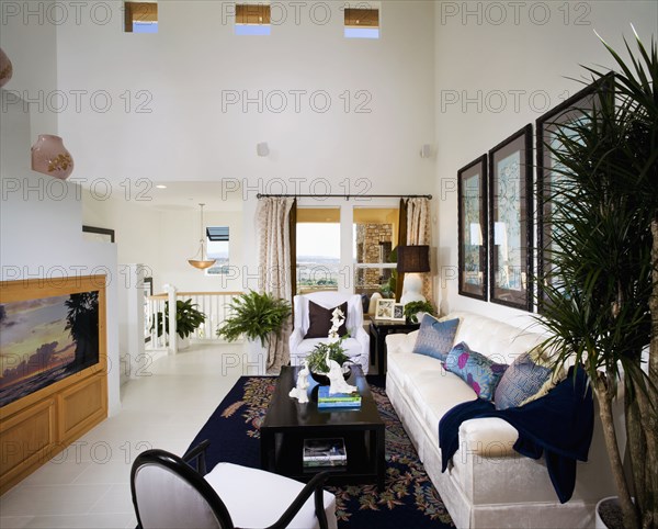 Large White Living Room with Bright Accents