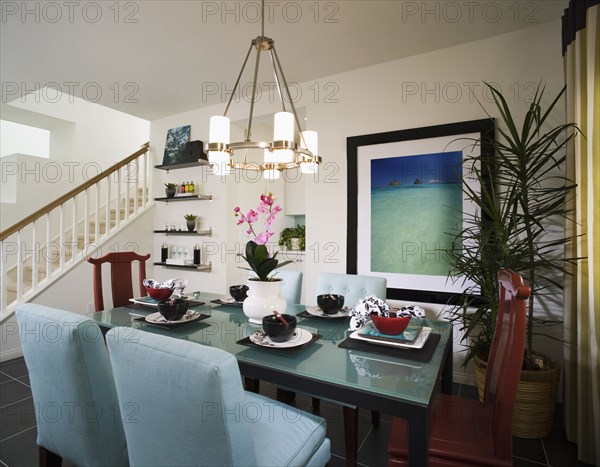 Brightly Colored Eclectic Dining Room