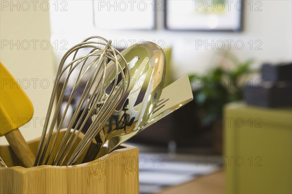 Cooking Utensils in Wood Container