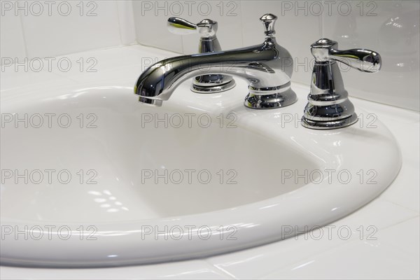 Traditional White Sink with Chrome Faucet