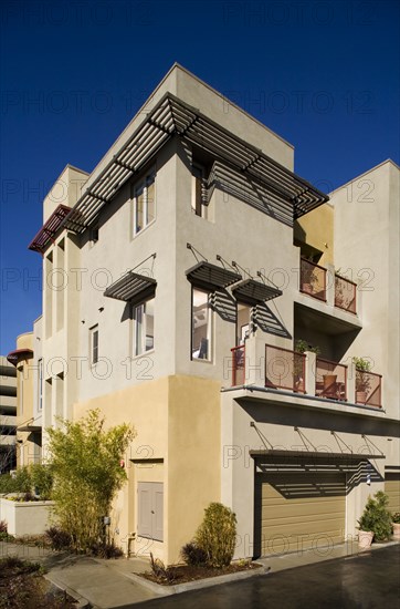 Garage and rear exterior contemporary condo