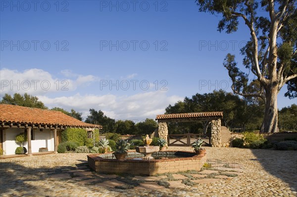 Exterior of Spanish Style Home and Landscape