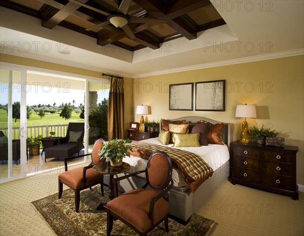 Large Master Bedroom with Beamed Ceiling