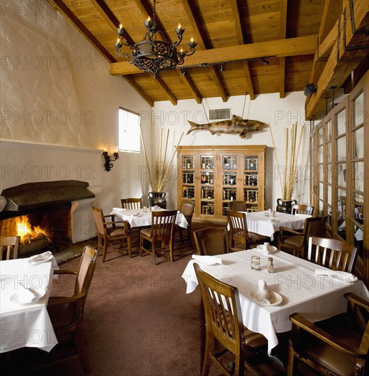 Banquet dining room with several tables