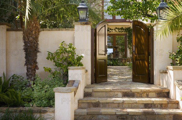 Front Gate and Steps to Spanish Style Home