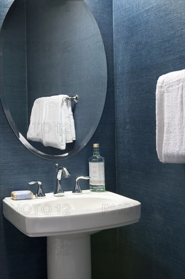 Interior of powder room vanity with sink