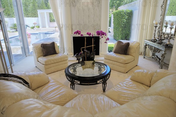 Interior of a light colored sitting area