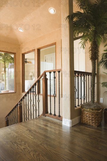 Interior view of descending staircase