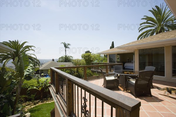 Exterior of back patio with dining table