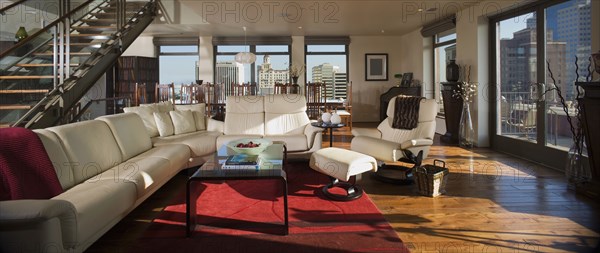 Modern living room with side light.