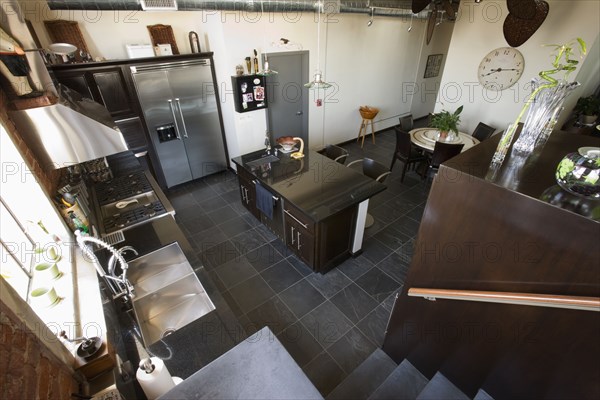 High perspective of modern kitchen.