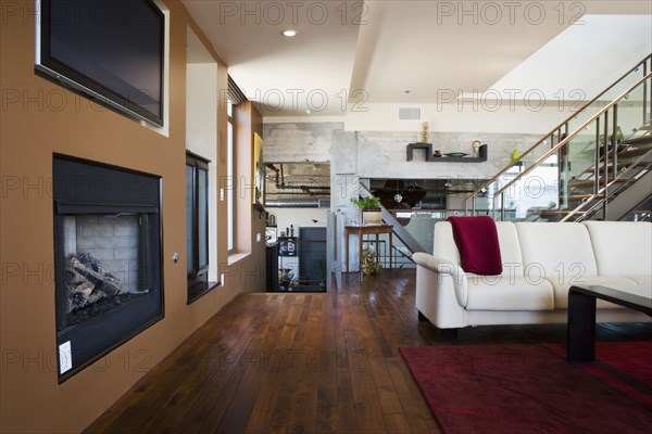 Vignette of modern living room.