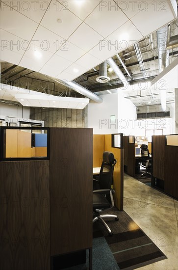 Detail of modern office space with cubicles