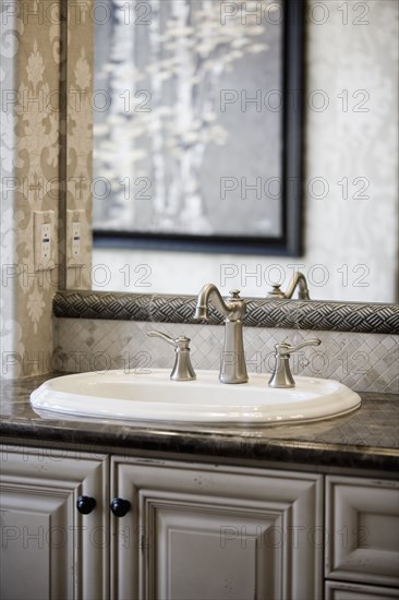 Simple bathroom sink and mirror