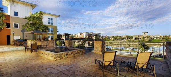 Exterior of residential building with courtyard