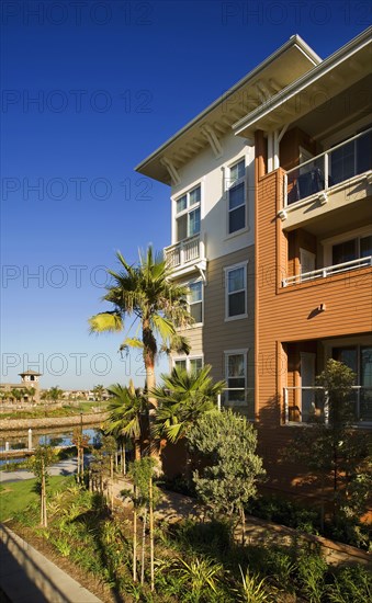 Exterior of contemporary loft style condos