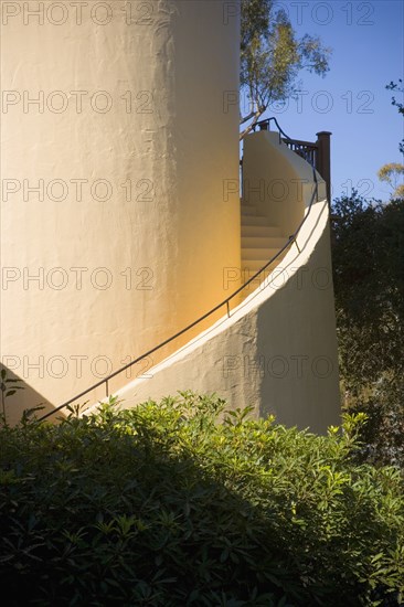 Exterior spiral staircase winding up