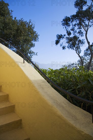 Detail of an exterior winding staircase