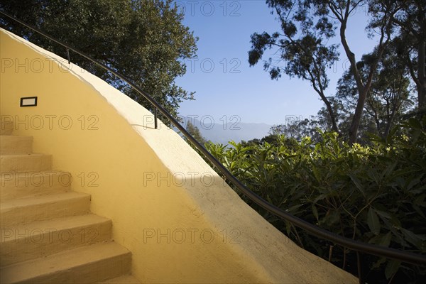 Detail of an exterior winding staircase