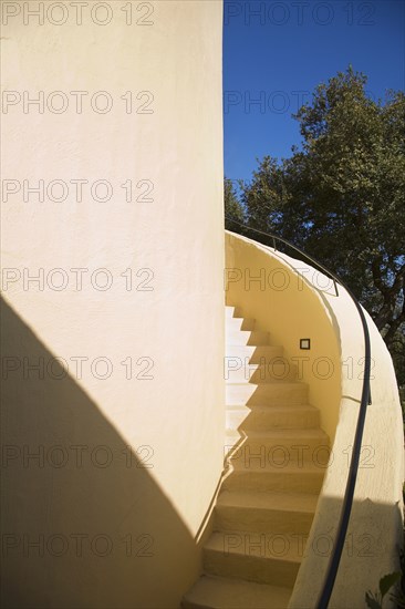 Detail of an exterior winding staircase