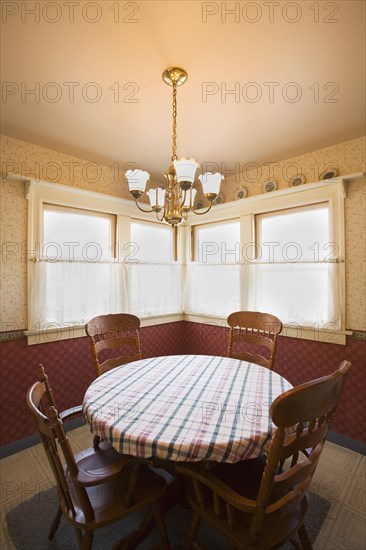 Circular kitchen table in corner