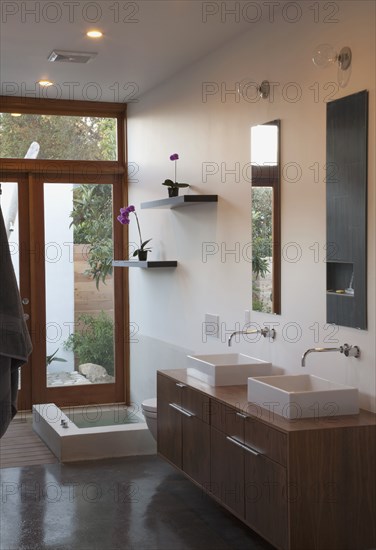 Double sinks in modern bathroom