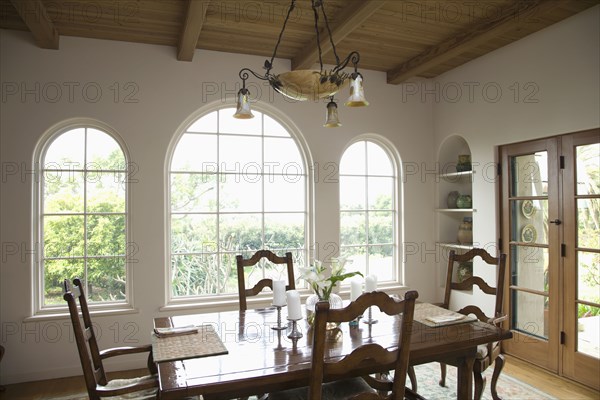 Traditional dining room with ladder back chairs