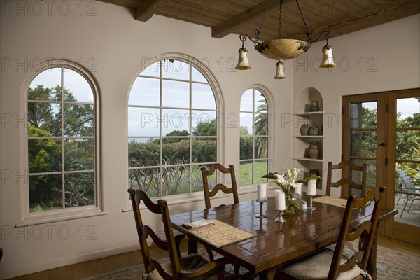 Traditional dining room with ladder back chairs