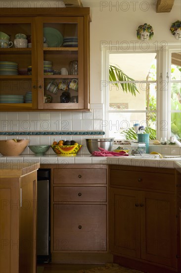 Traditional kitchen with brown cabinets