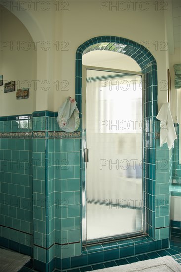 Walk-in shower with glass door