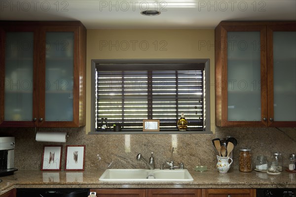 Sink and cabinets in contemporary kitchen