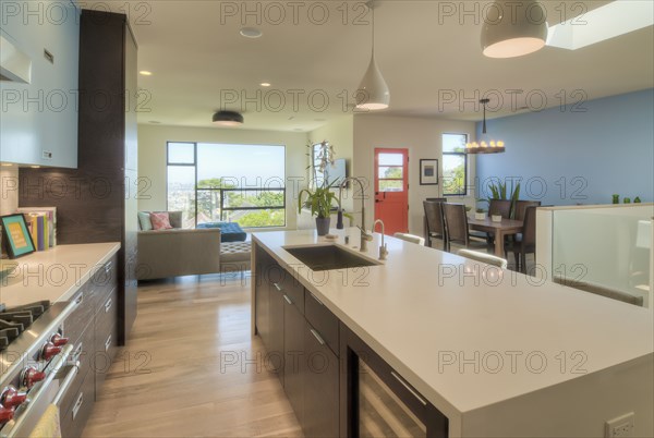 Breakfast bar in open plan house