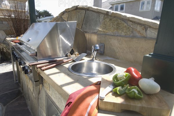 Outdoor grill and sink