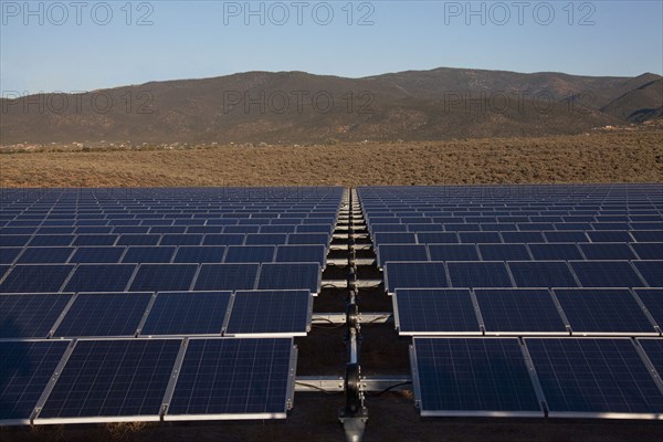 Solar panels in remote landscape