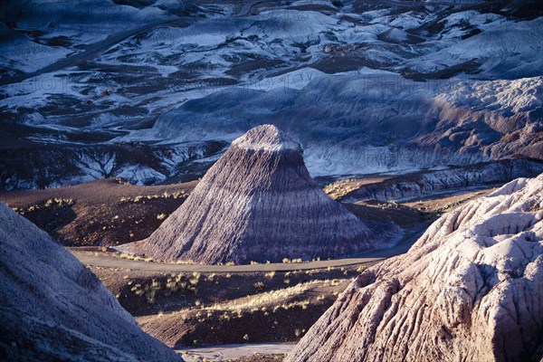 Multicolor rock formations in remote landscape