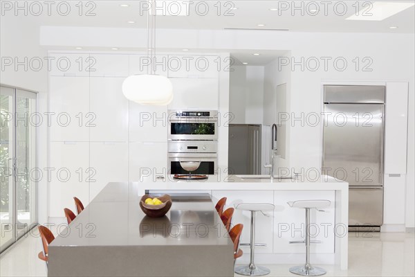 Counters and cabinets in modern kitchen