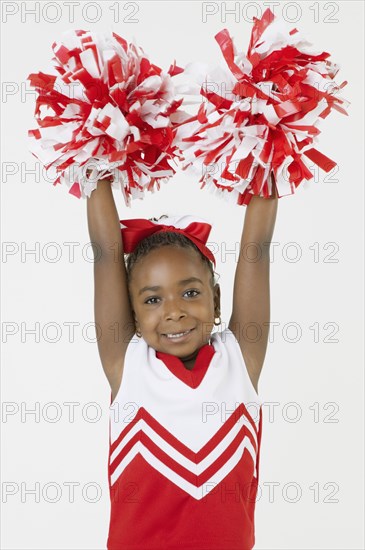 African girl dressed as cheerleader