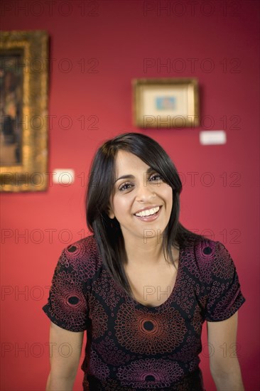 Middle Eastern woman in museum