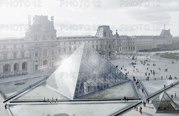 Louvre museum and courtyard
