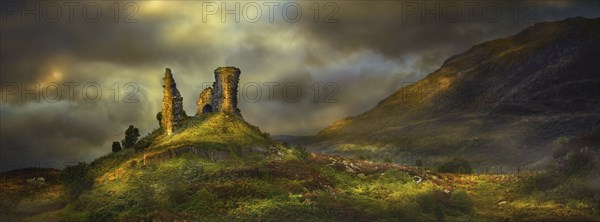 Rock formations in rural landscape