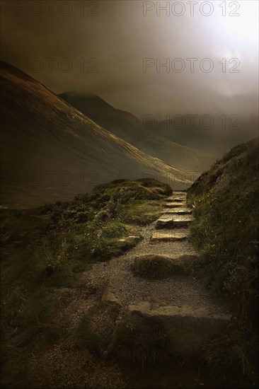 Stone steps on rural hillside