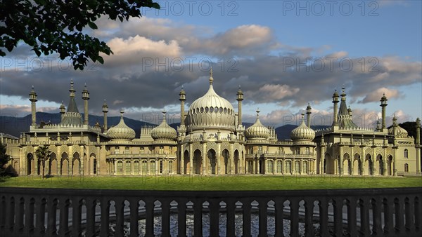 Ornate palace and manicured lawn