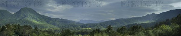 Mountains in rural landscape