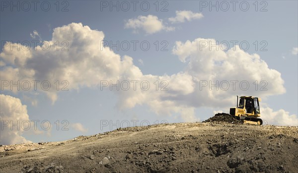 Bulldozer working in quarry