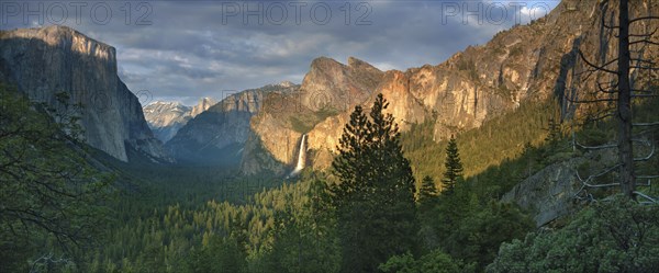 Rocky mountains overlooking rural valley