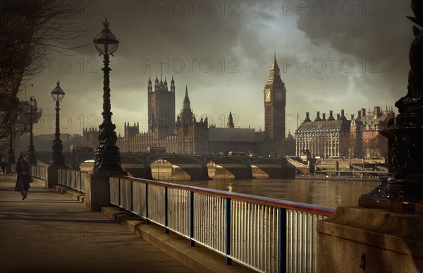 London city skyline and urban bridge