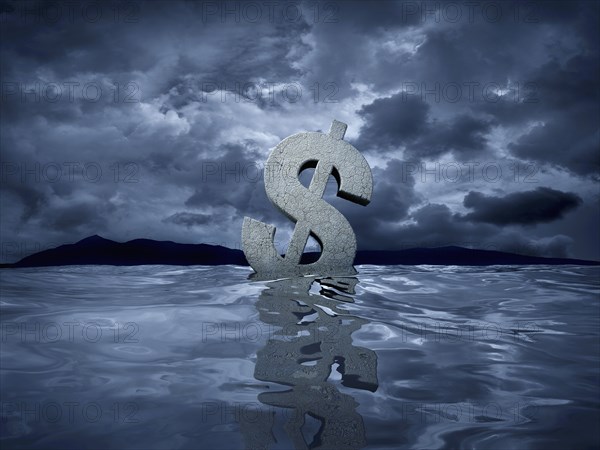 Dollar sign floating in water