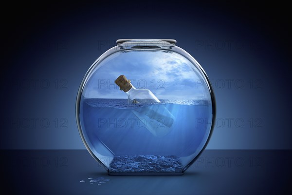 Message in a bottle in fishbowl