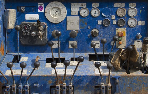 Gauges and levers on machinery