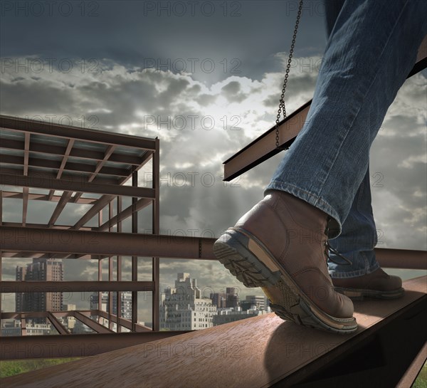 Close up of construction worker on infrastructure